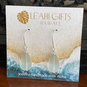 Sea glass drops in 925 Sterling Silver earrings